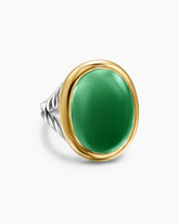 Albion® Oval Ring in Sterling Silver with 18K Yellow Gold and Green Onyx, 21mm